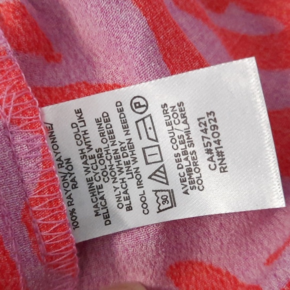 Loft NWT Red Lilac Tropical Print Halter Baby Doll Strappy Rayon Top Size XSmall - Picture 6 of 9